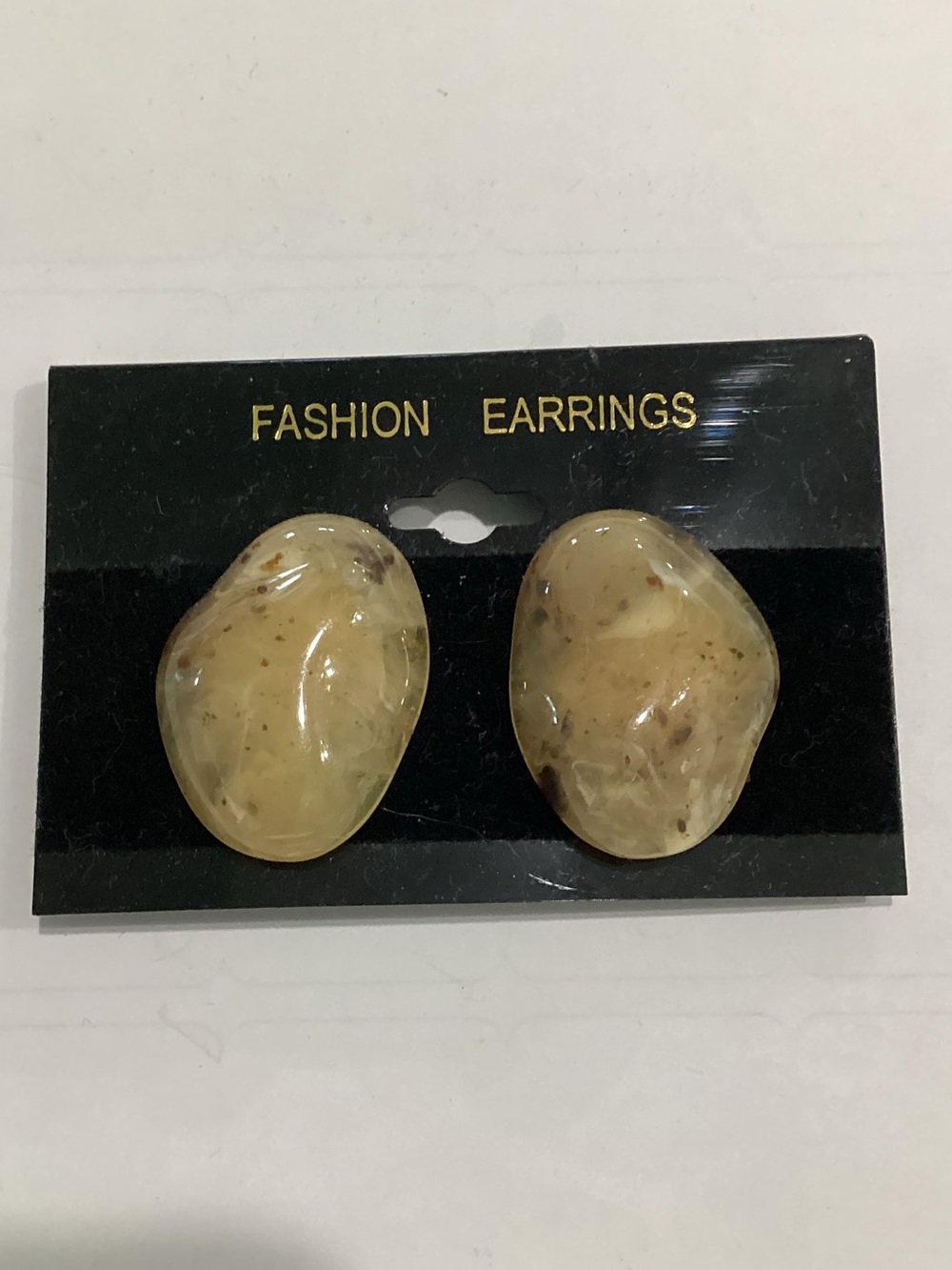 Fashion Earrings Cream‎ Stone Drop clip on Earrings
